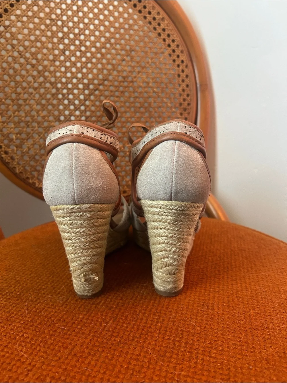 Naughty Monkey Wedge Espadrille  in Light Brown and Cream - Lace-Up Womens Heel